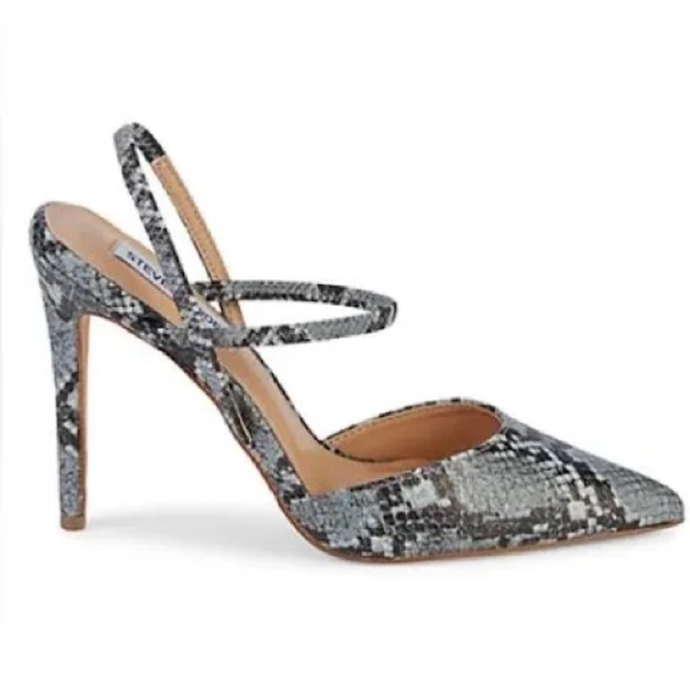 Steve Madden Black and Gray Snakeskin Heels